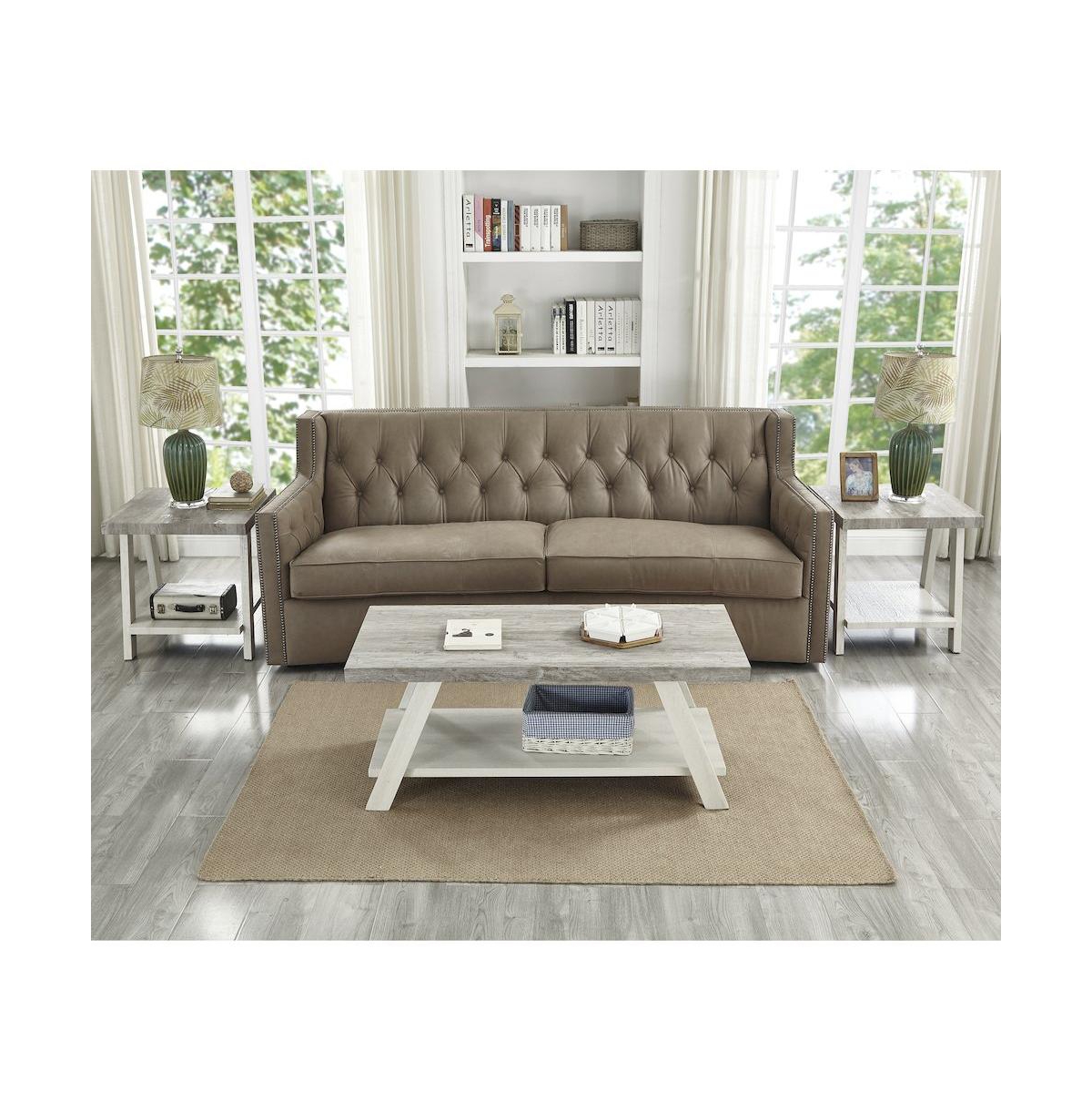 Roundhill Furniture Athens Contemporary 3Pc Wood Shelf Coffee Table Set
