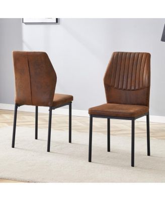 Luxury Simple Dining Chair Set of 2, Tech Fabric, Metal Legs