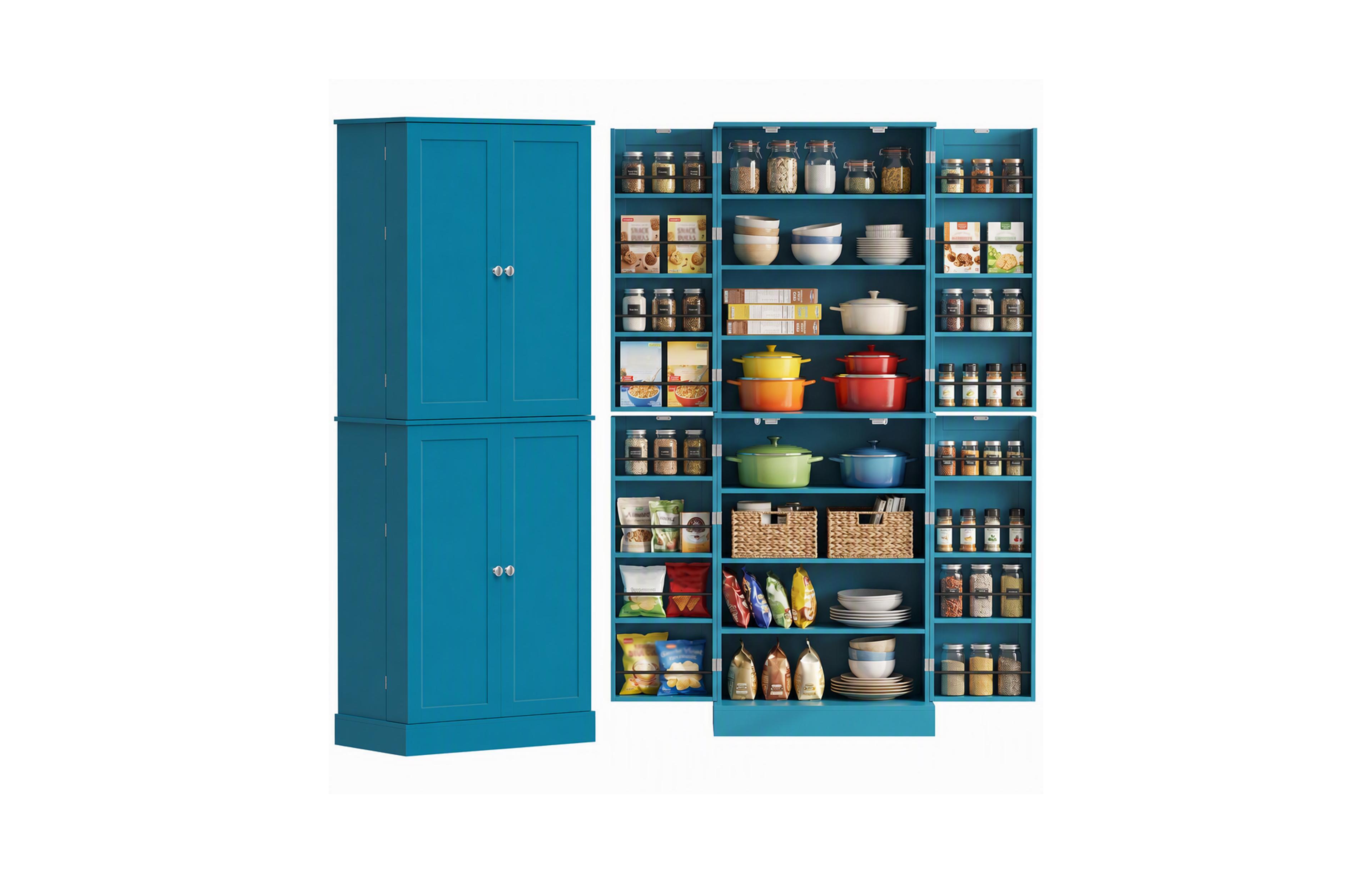 Homcom 65" Kitchen Pantry Cabinet with Adjustable Shelves Spick Racks