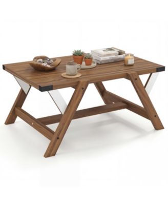 Farmhouse Center Table with Decorative Nailhead Accents for Living Room