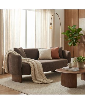 81 in. Curved Velvet Sofa with Wooden Base
