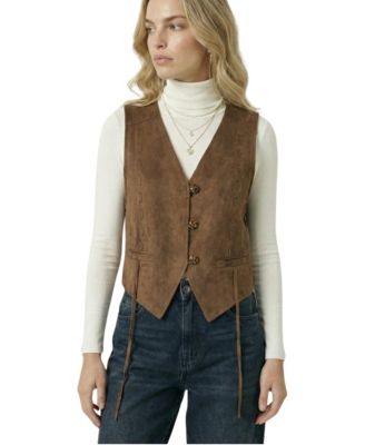 Women's Faux Suede Western-Inspired Stitching Vest