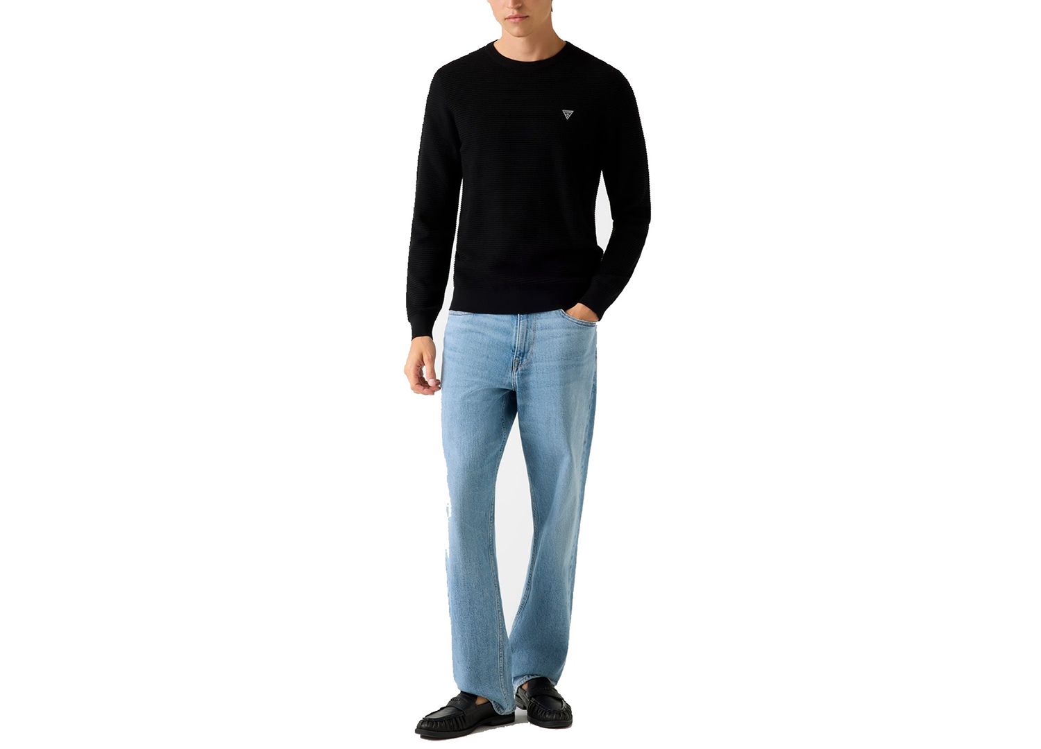 Men's Waffle Stitch Long-Sleeve Regular-Fit Sweater