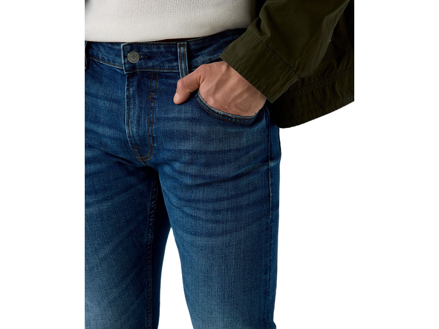 Мужские джинсы GUESS Miami Slim-Fit Dark-Wash, цвет: Насыщенный тёмный синий — фото 3