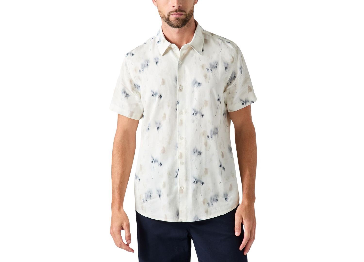 Men's Knox Jacquard Short-Sleeve Floral Print Regular-Fit Shirt