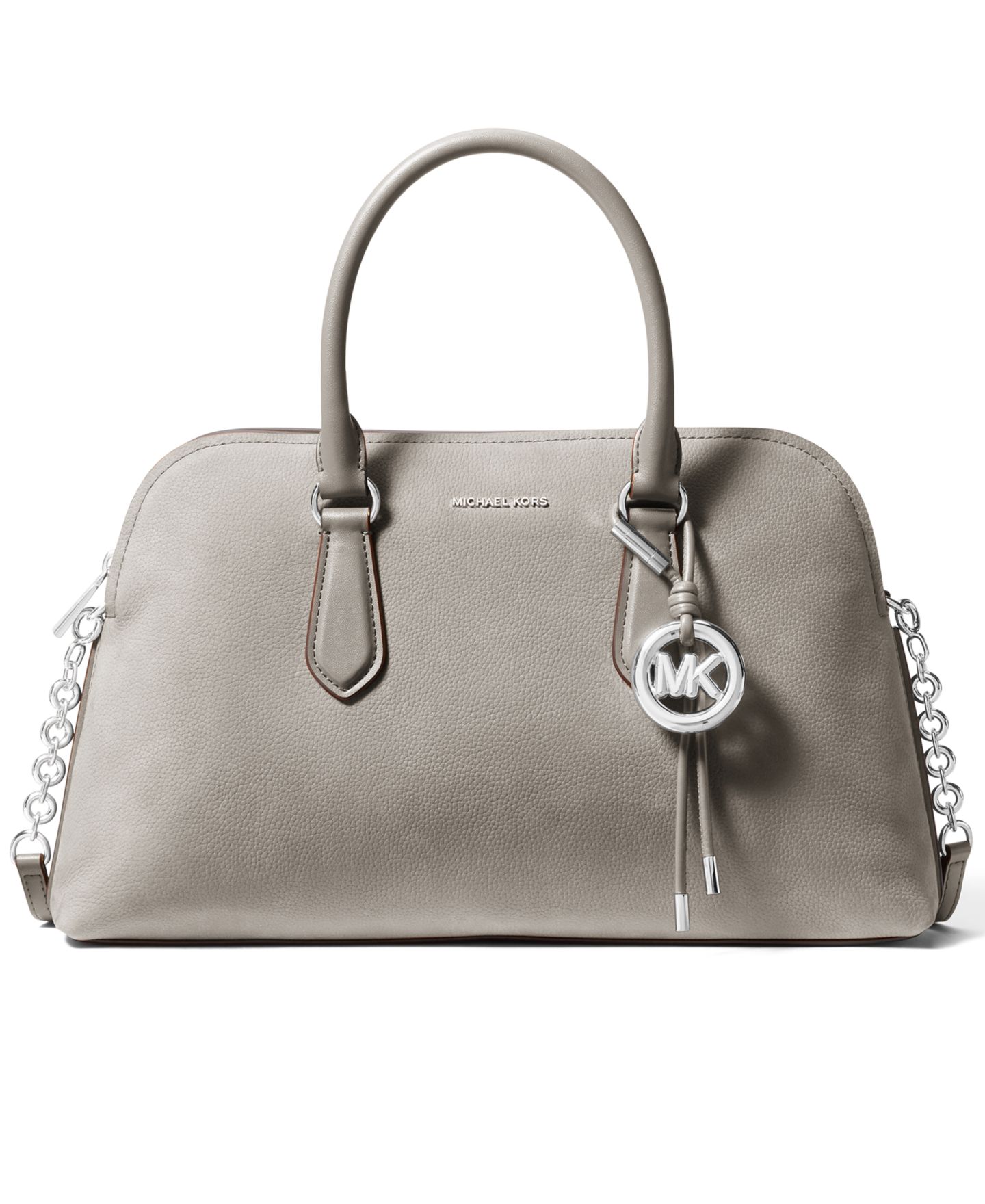 Женская сумка Michael Kors Shaye Medium Dome Leather Satchel, цвет: Меланжевый серый — фото 1