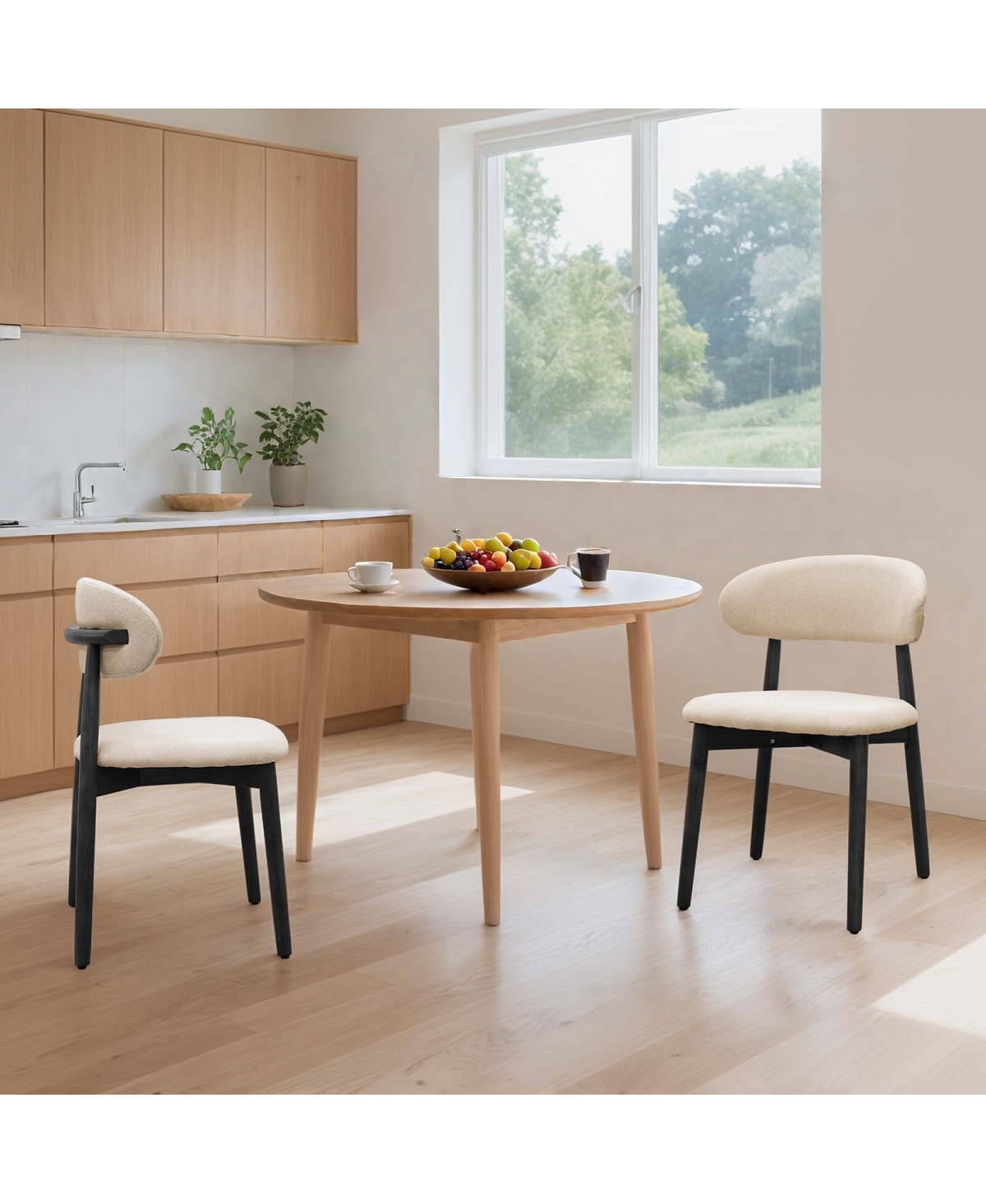 Streamdale Furniture Cotton-Linen Dining Chairs with Legs, Set of 2
