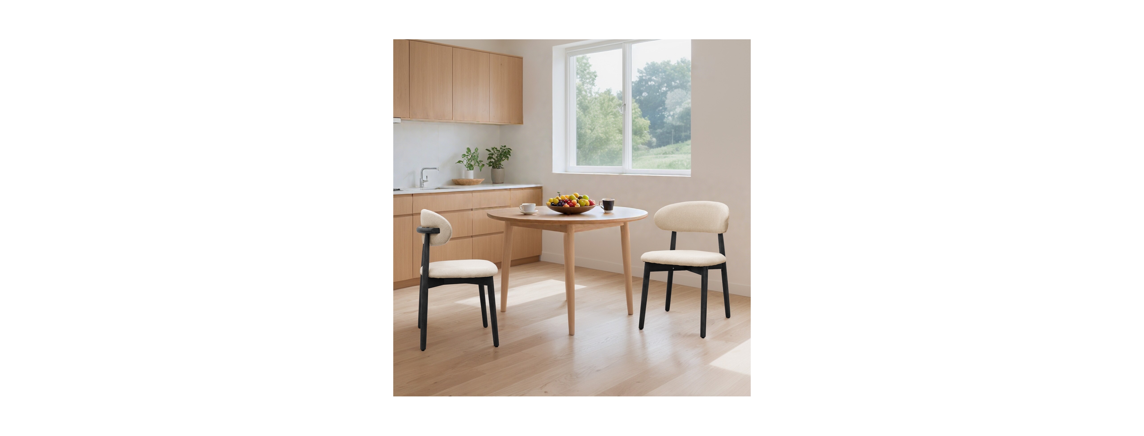 Streamdale Furniture Cotton-Linen Dining Chairs with Legs, Set of 2