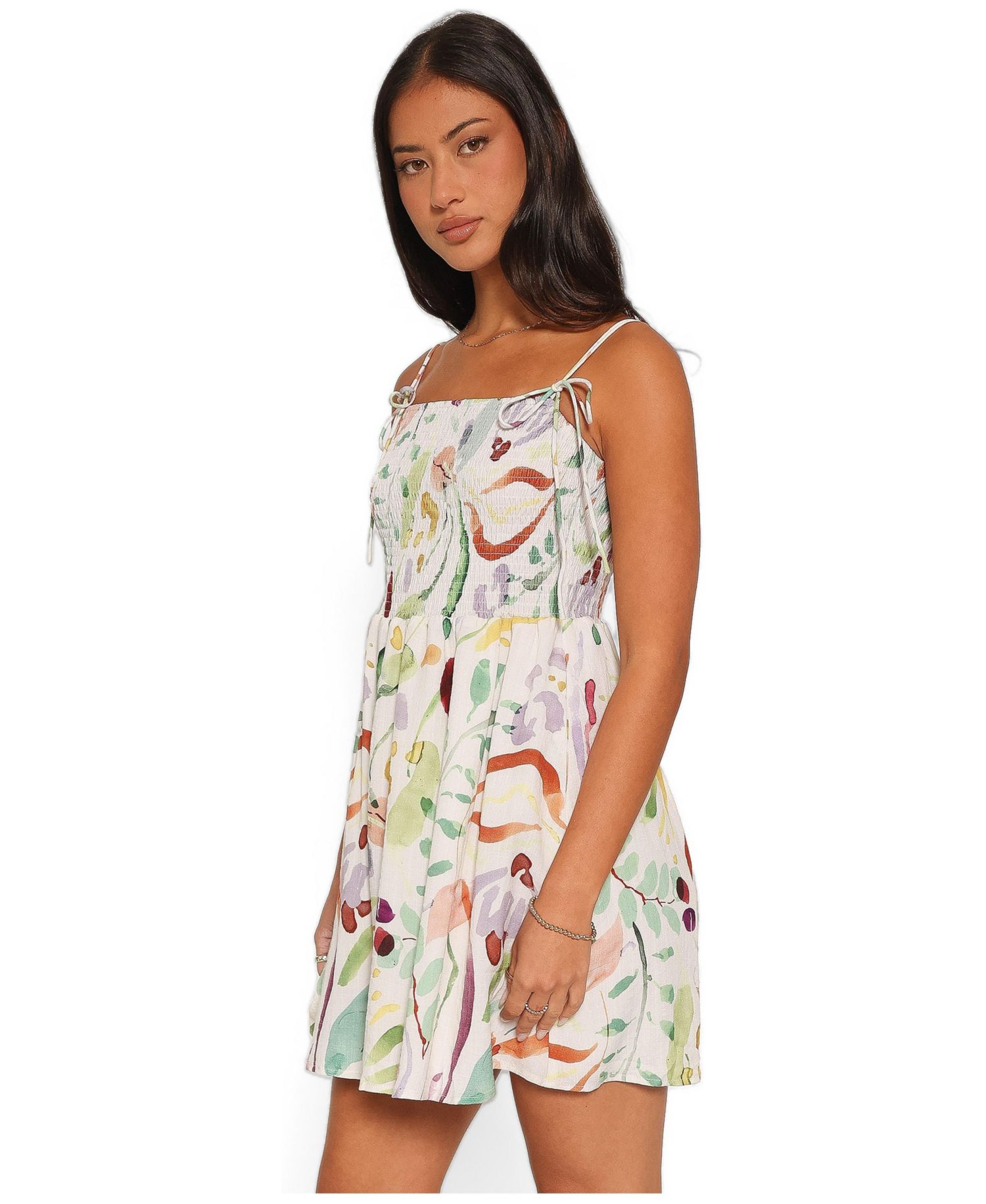 Women's Gresha Square-Neck Smocked Sleeveless Mini Dress
