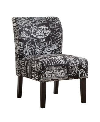 Capa Chalkboard Shadow Print Fabric Armless Contemporary Accent Chair