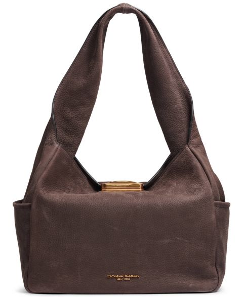 Женская сумка Donna Karan New York Amagansett Leather Medium Shoulder Handbag, цвет: Тёмно-коричневый