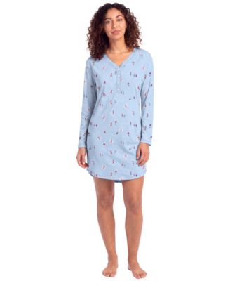 Women's Cozy Luxe Long Sleeve V-Neck Henley Sleep Shirt