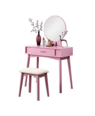 Maly Contemporary Wood Vanity and Stool Set