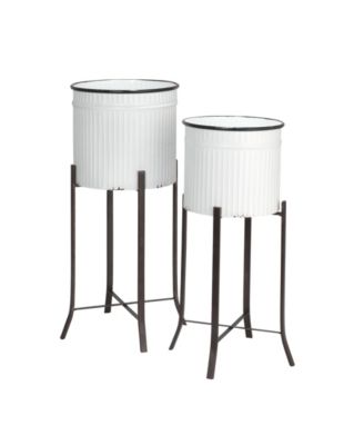 Round Metal Planters on Stands