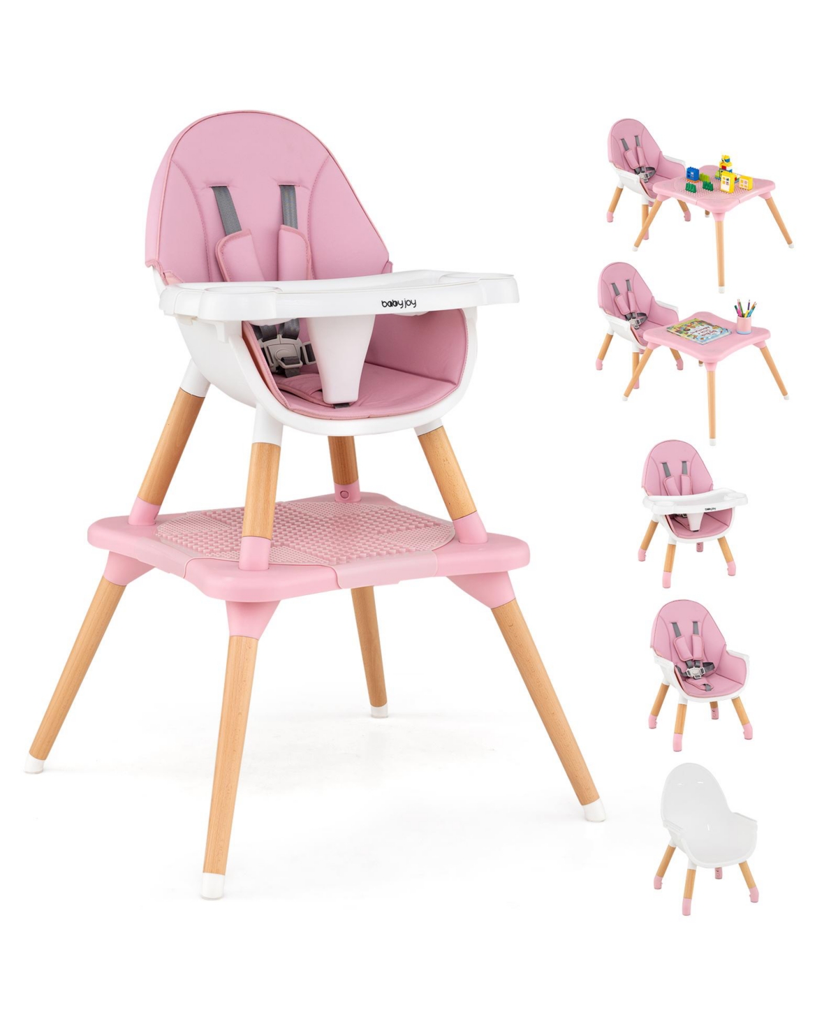 Costway 6-in-1 Convertible Wooden High Chair