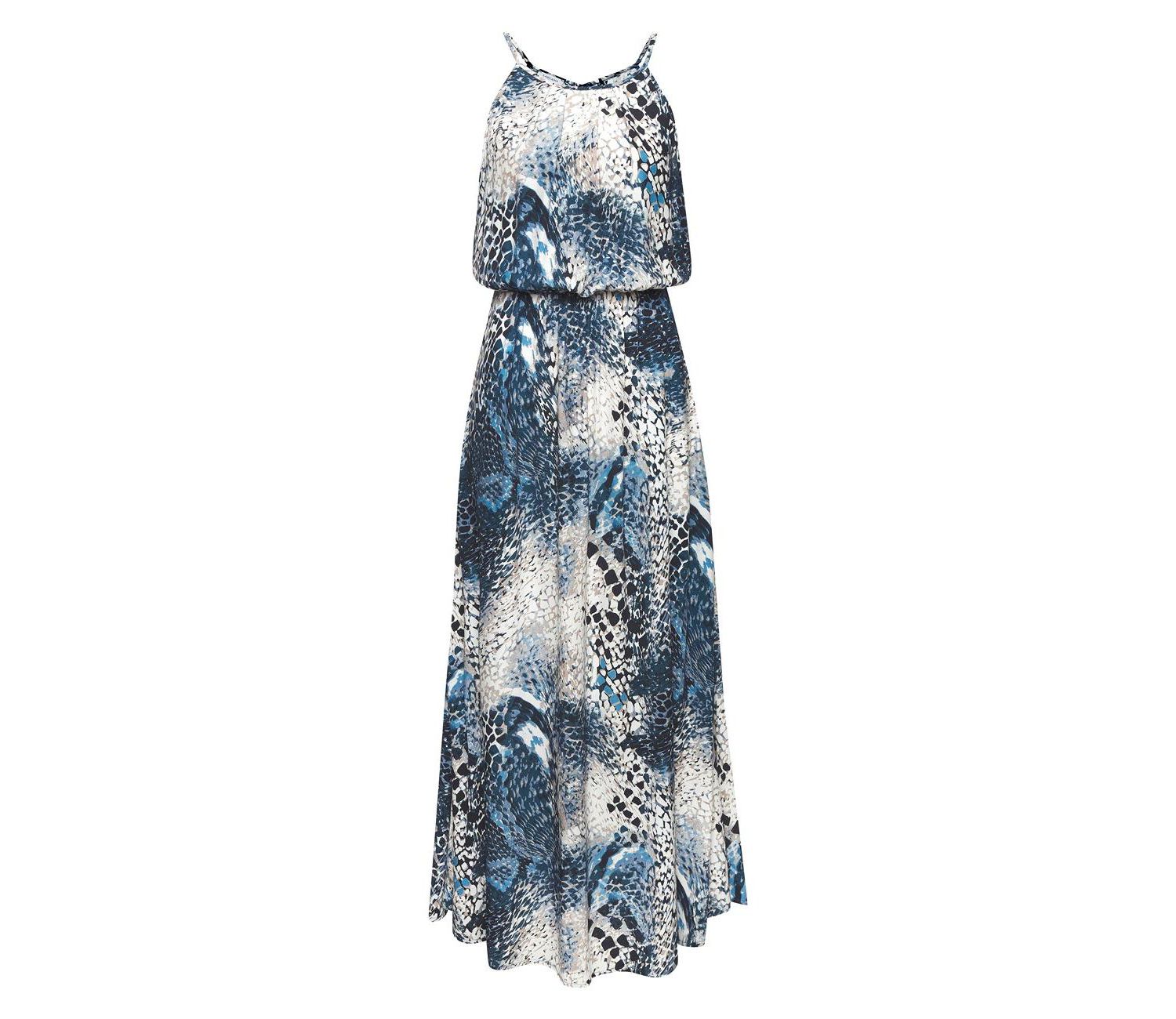 Women's Viscose Printed High Neck Sleeveless A-Line Maxi Dress