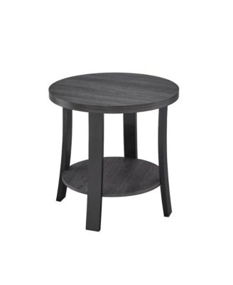 Anze Contemporary Round Wood Shelf End Table