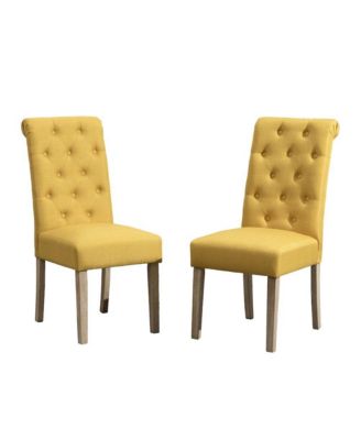 Habit Solid Wood Tufted Parsons Yellow Dining Chair
