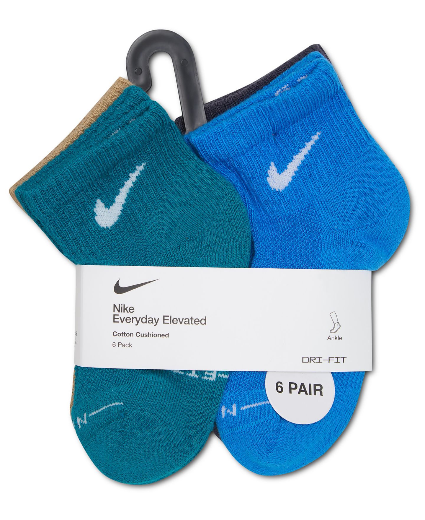Детские укороченные носки Nike Dri-Fit Elevated, набор из 6 пар, 4-7, цвет: Яркий еловый — фото 3