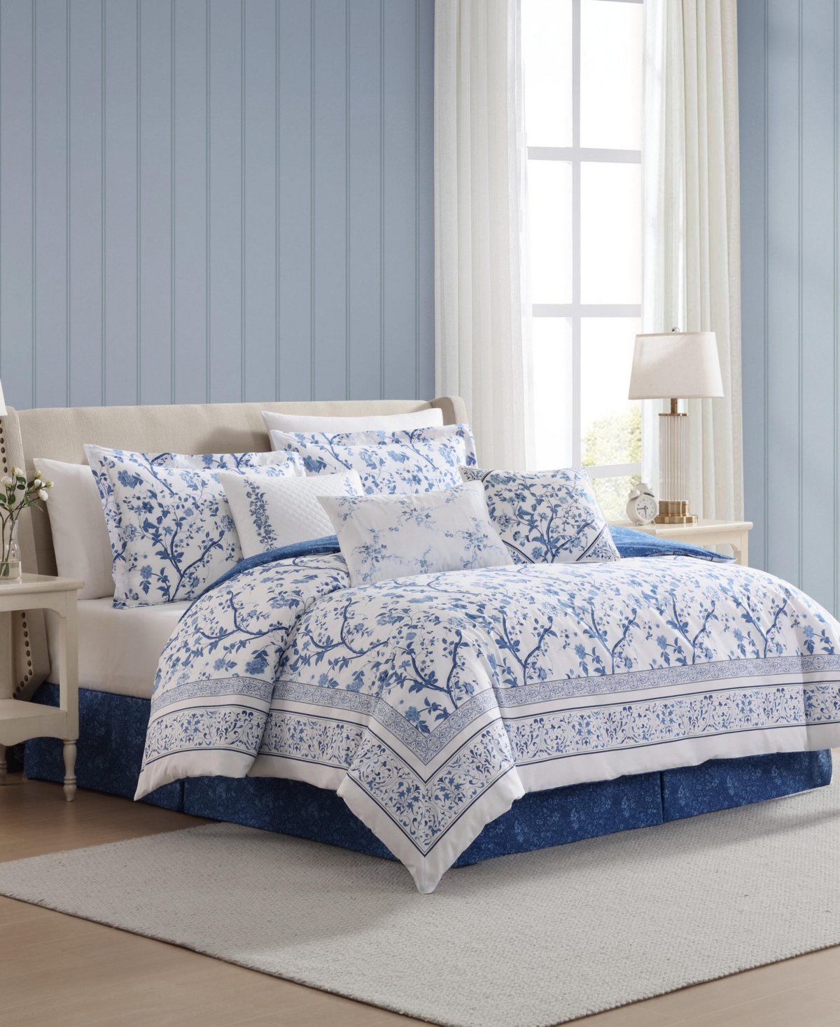 Laura Ashley Charlotte Cotton Reversible 4 Piece Comforter Set
