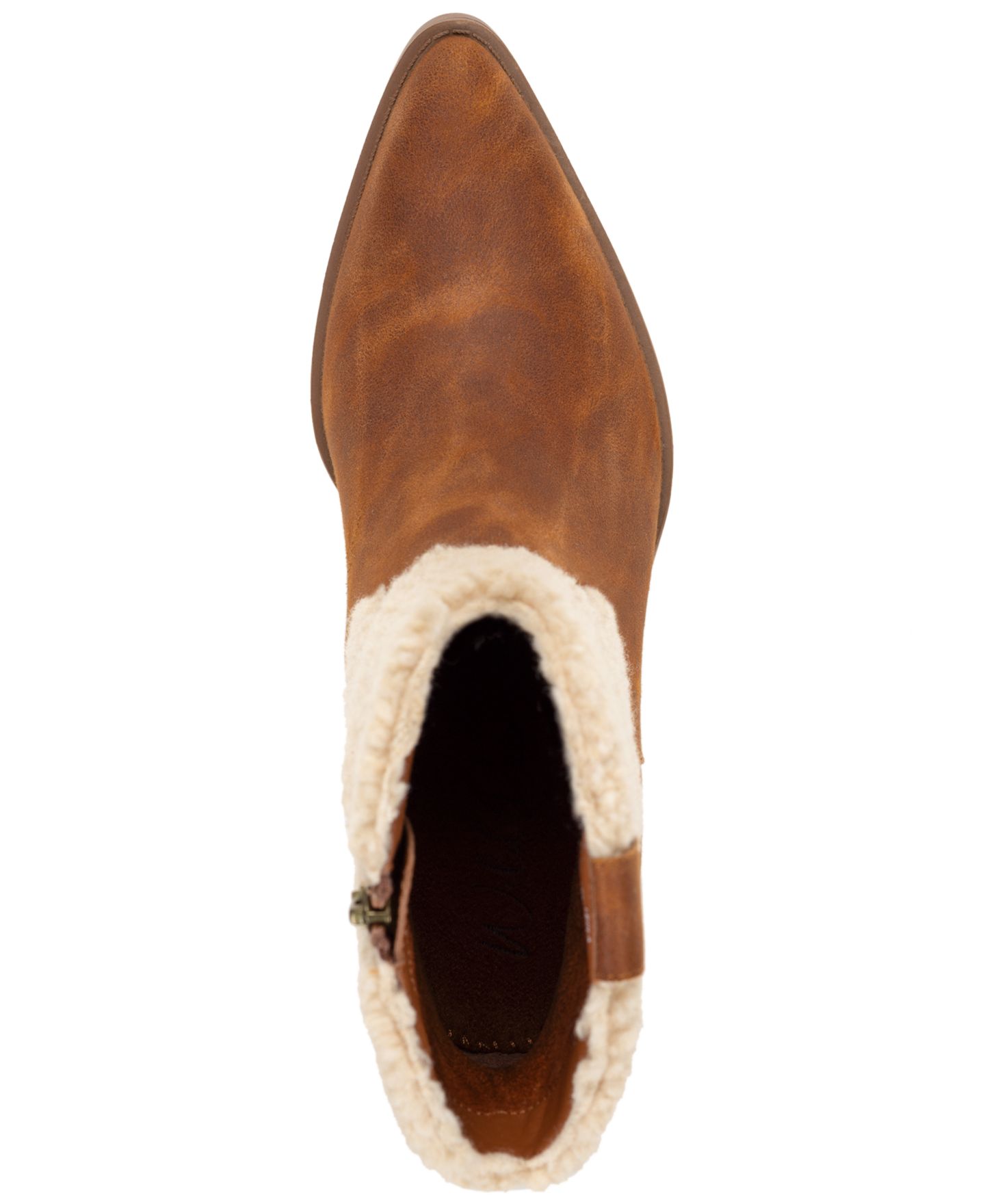 Женские ботинки Wild Pair Leiila Block Heel Pointed Toe Shearling Booties, цвет: Коричневый — фото 4