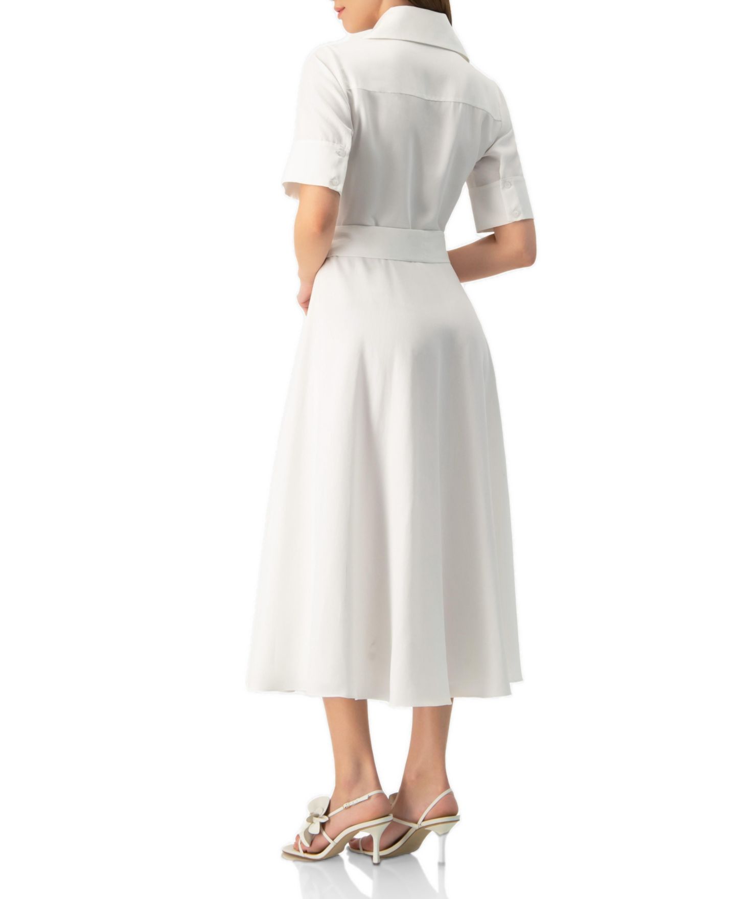 Женское платье Ivonne Patch-Pocket Belted Button-Front Midi Shirt Dress, цвет: Белый — фото 2