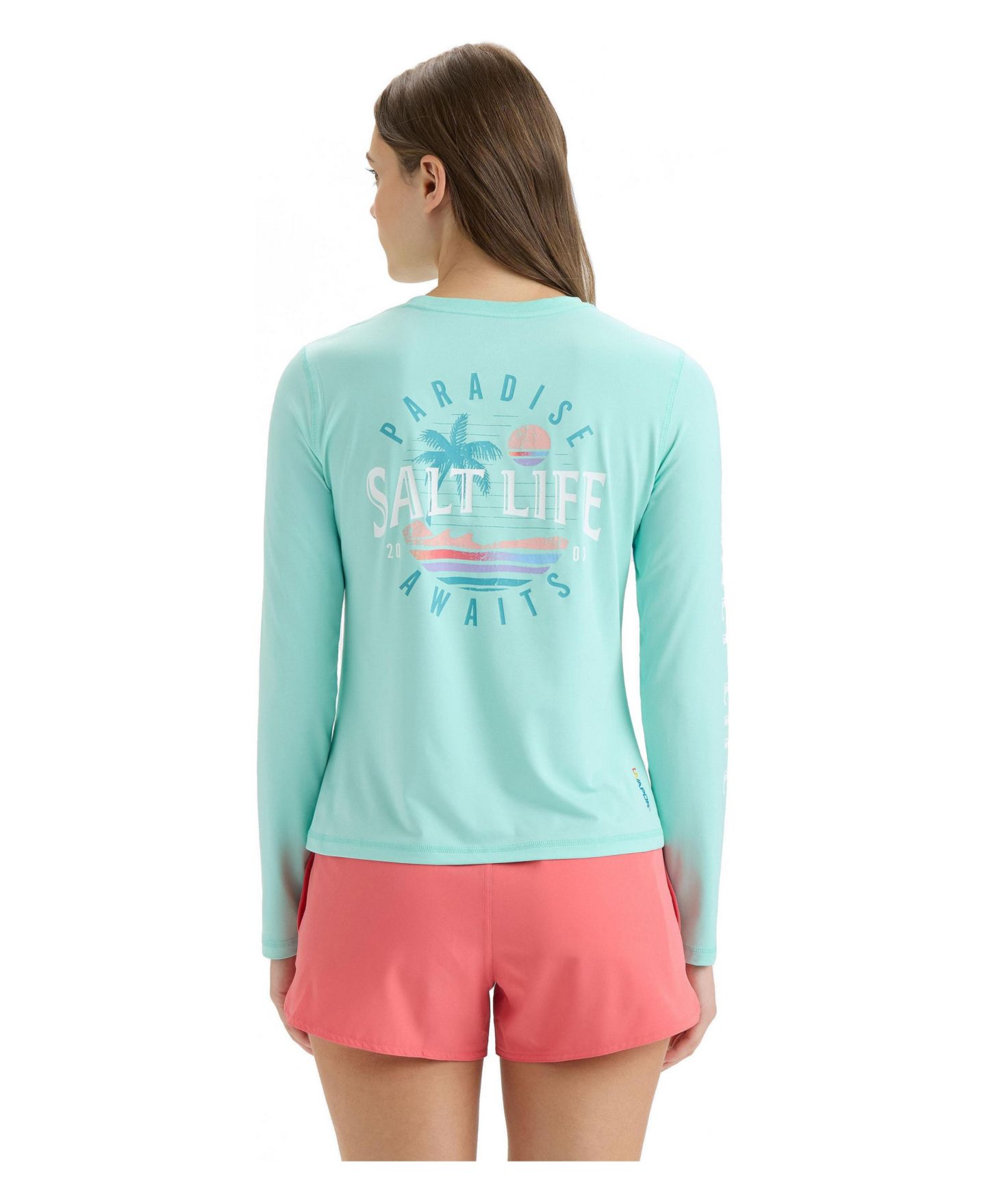 Женская футболка Salt Life Paradise Awaits Performance Long Sleeve, цвет: Меланжевый — фото 2