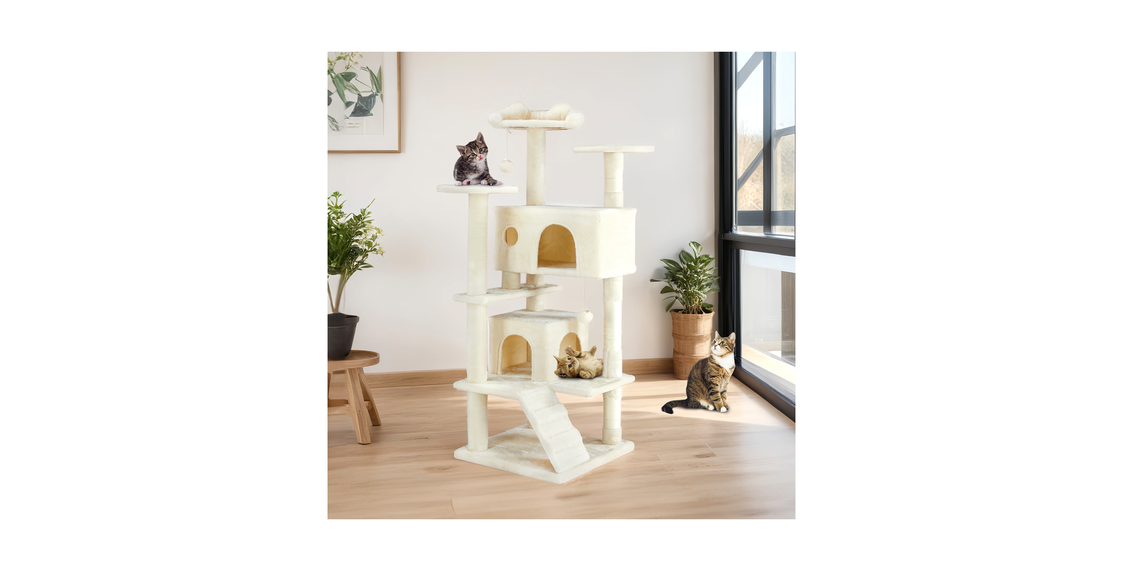 54 "Cat Tree Tower - multi-level with sisal grab post, indoor apartment ladder