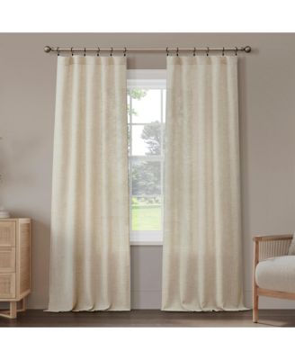Anson Faux Linen 3-in-1 Versatile Hanging Semi-Sheer Back Tab Curtain Panel Pair with Ring Clips