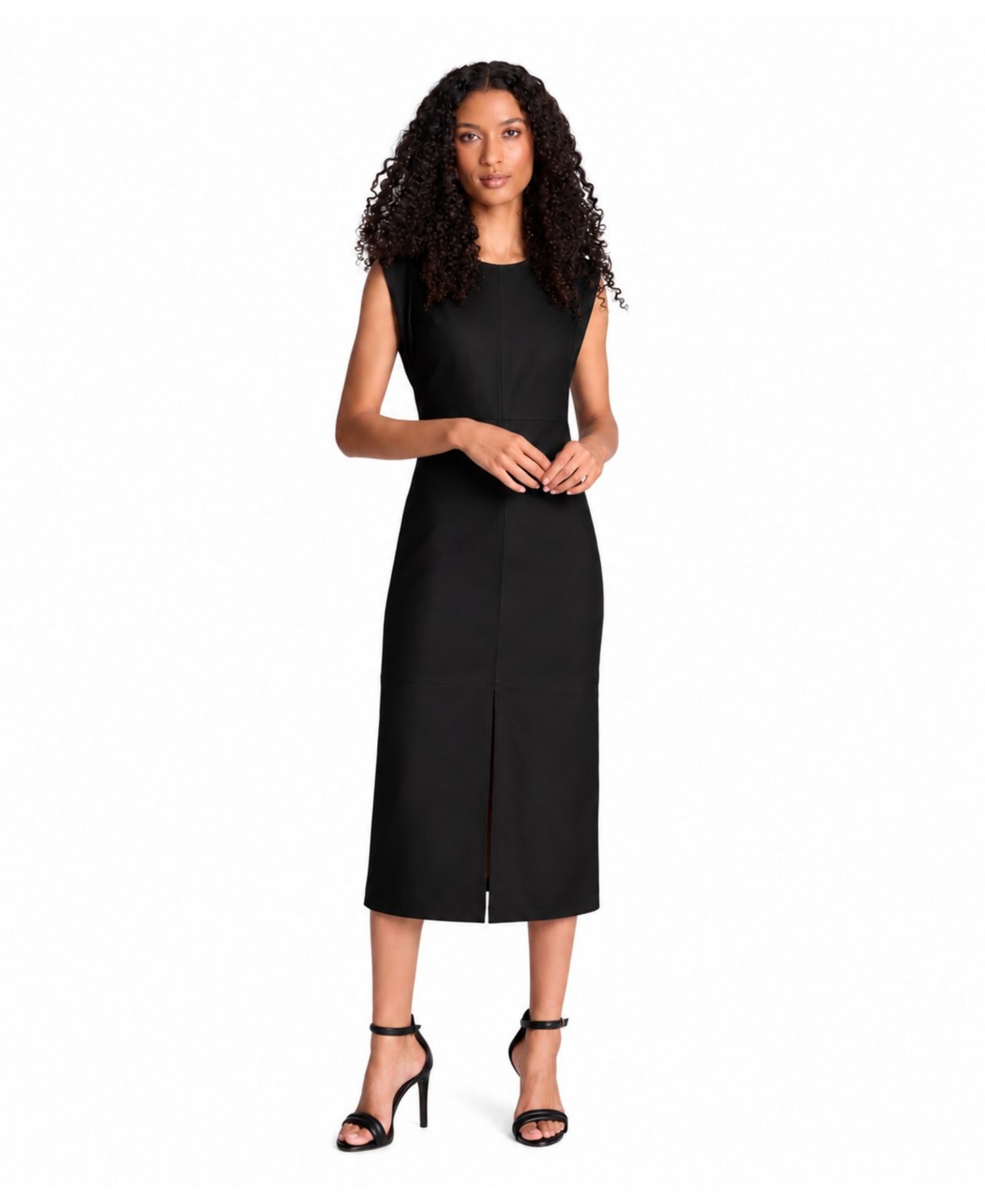 Women's Faux Leather Midi Sheath Dress