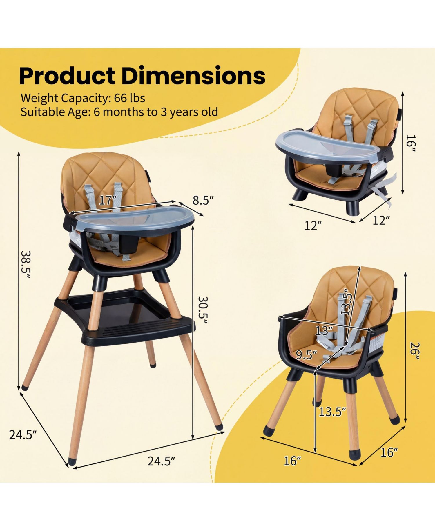 9-in-1 Convertible High Chair with Harness and Waterproof Cushion