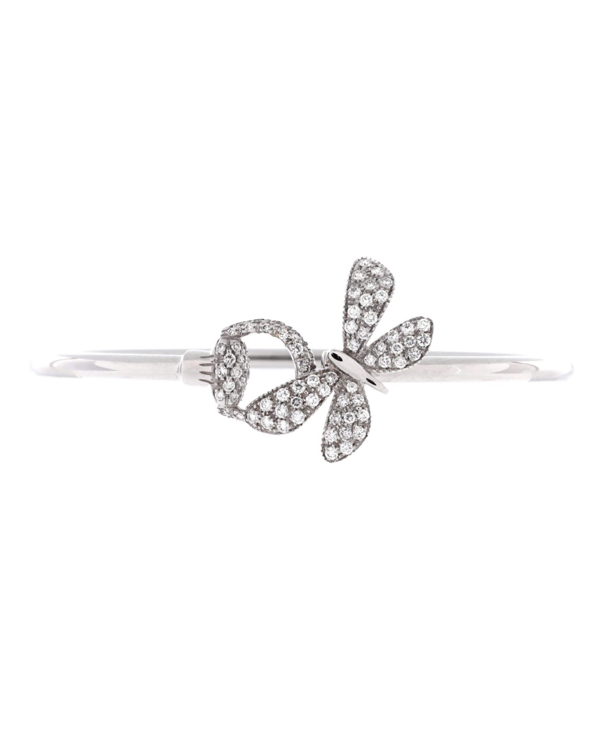 Pre-Owned Gucci Flora Horsebit Butterfly Bangle Bracelet - 18k white gold