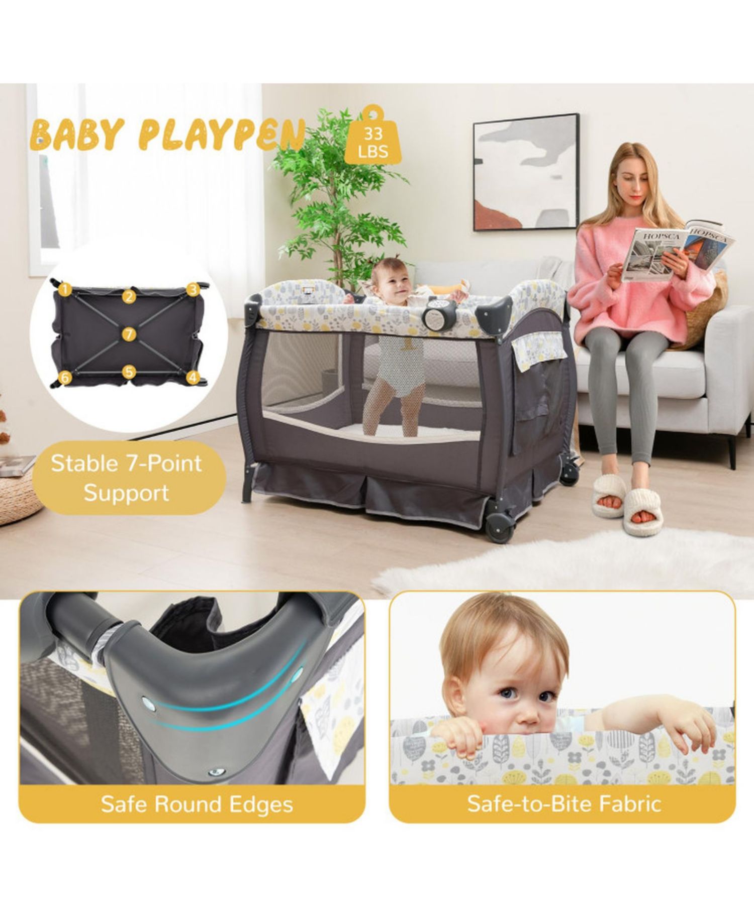 Bassinet-to-Playpen Nursery Center, Four Modes, Portable