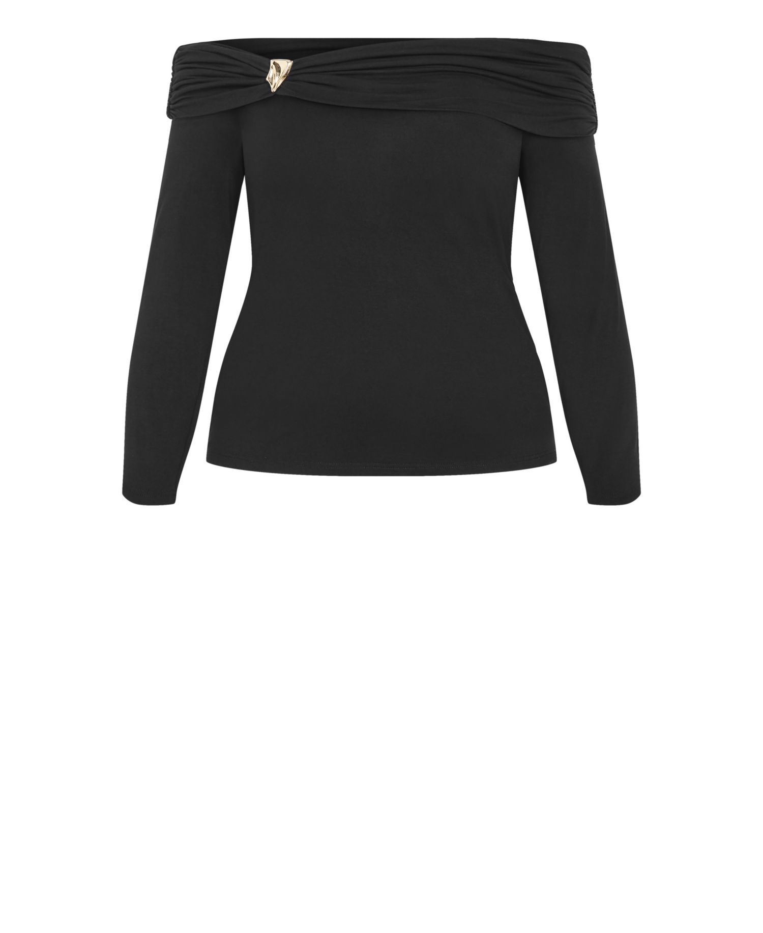 Women's Buckle Off Shoulder Long Sleeve Top