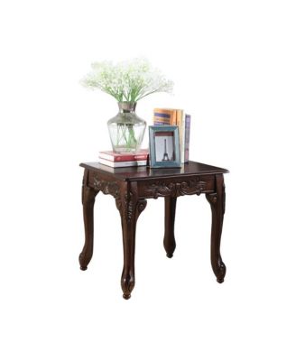 Blush Traditional Ornate Detailing Dark Cherry Finish Wood End Table