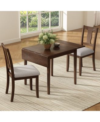 3-Piece Drop Leaf Dining Set with 2 Upholstered Chairs