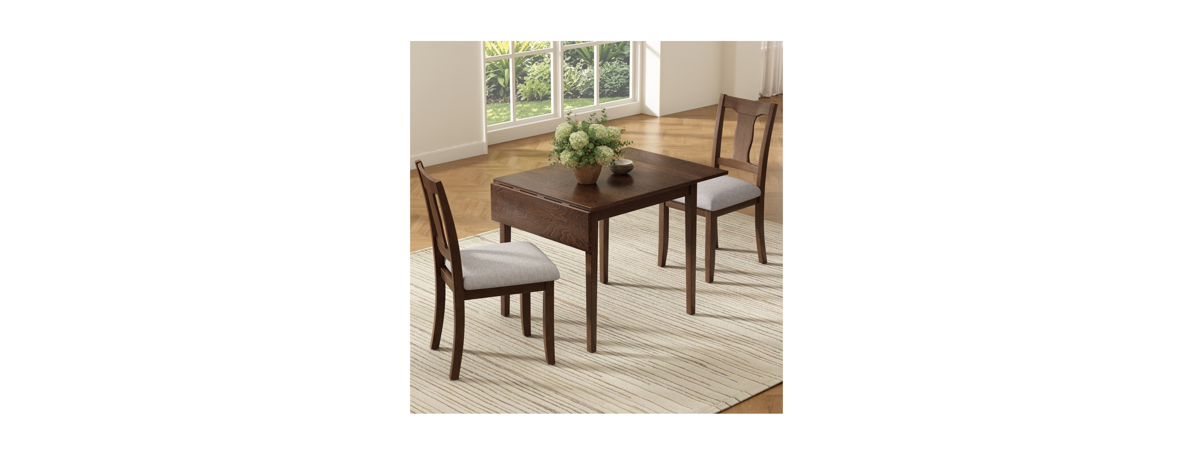 Streamdale Furniture 3-Piece Drop Leaf Dining Set with 2 Upholstered Chairs