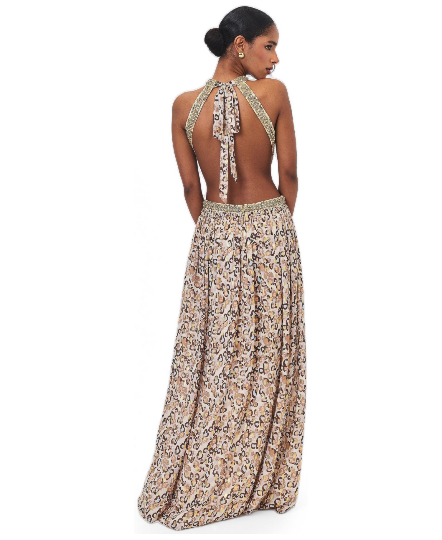 Women's Quinnlyn Cheetah-Print Halter Chiffon Maxi Dress