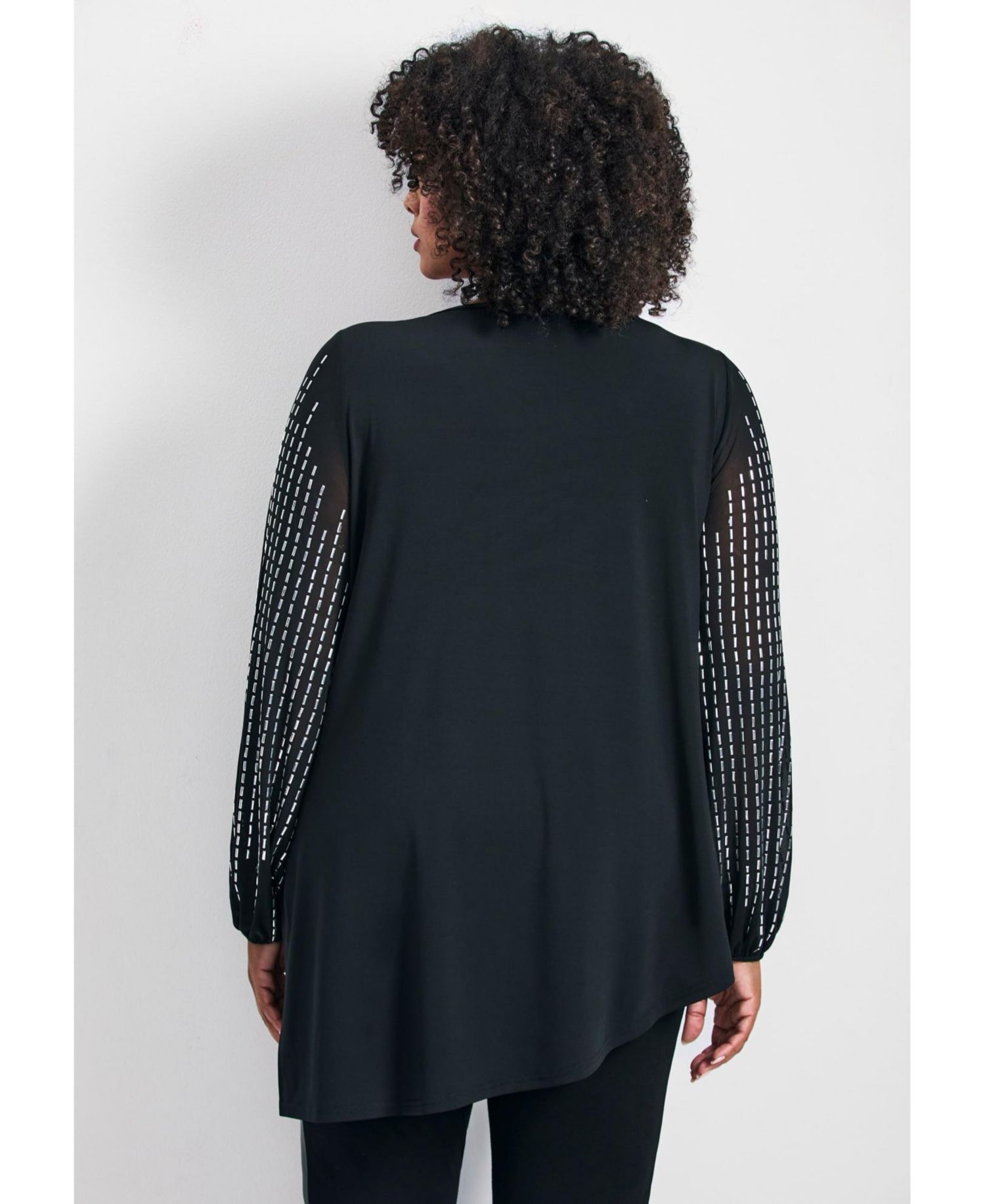 Women's Plus Size Glitz Embellished Sleeve Tunic