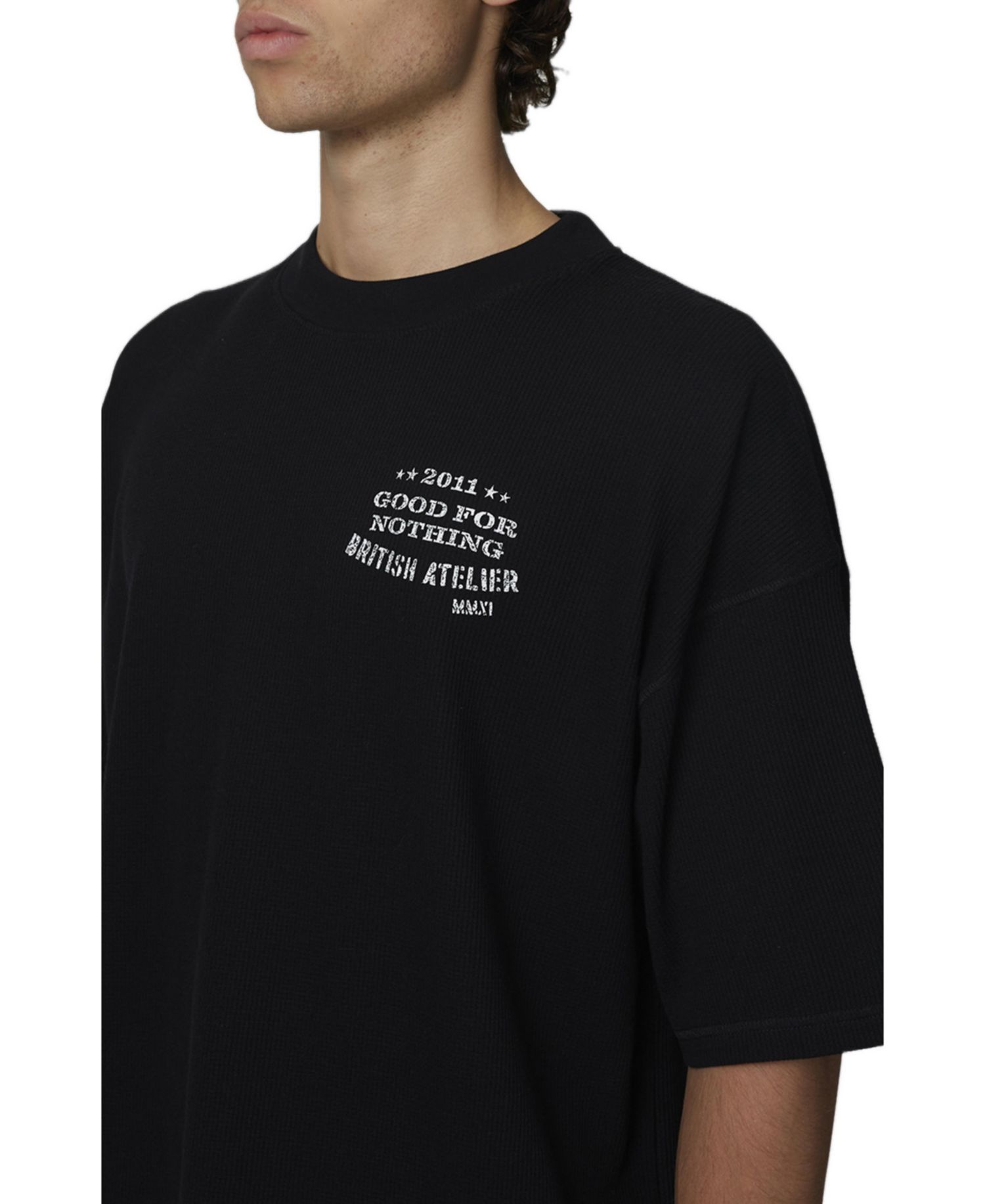 Men's Stamp Boxy-Fit Screenprinted Waffle-Knit T-Shirt