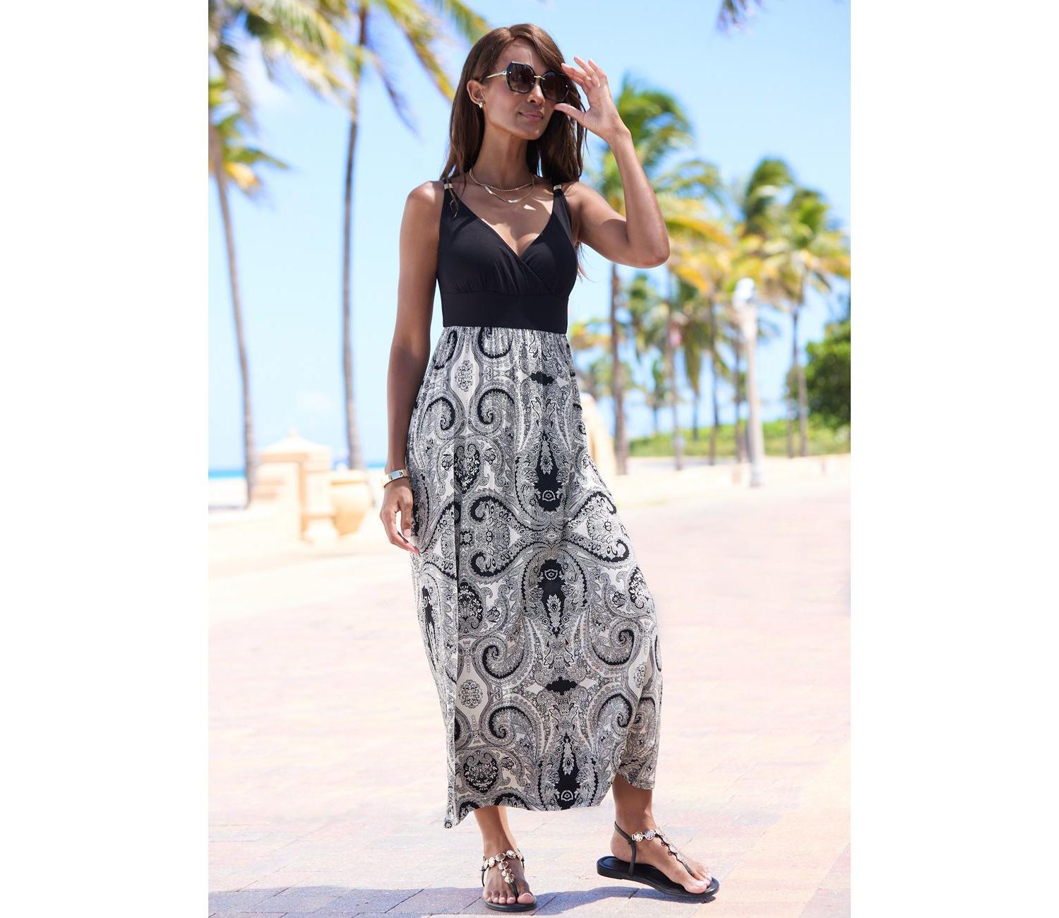 Women's Paisley Empire Waist Maxi Dress