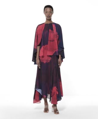 Women's Paneled Printed Asymmetric Hem Maxi Skirt