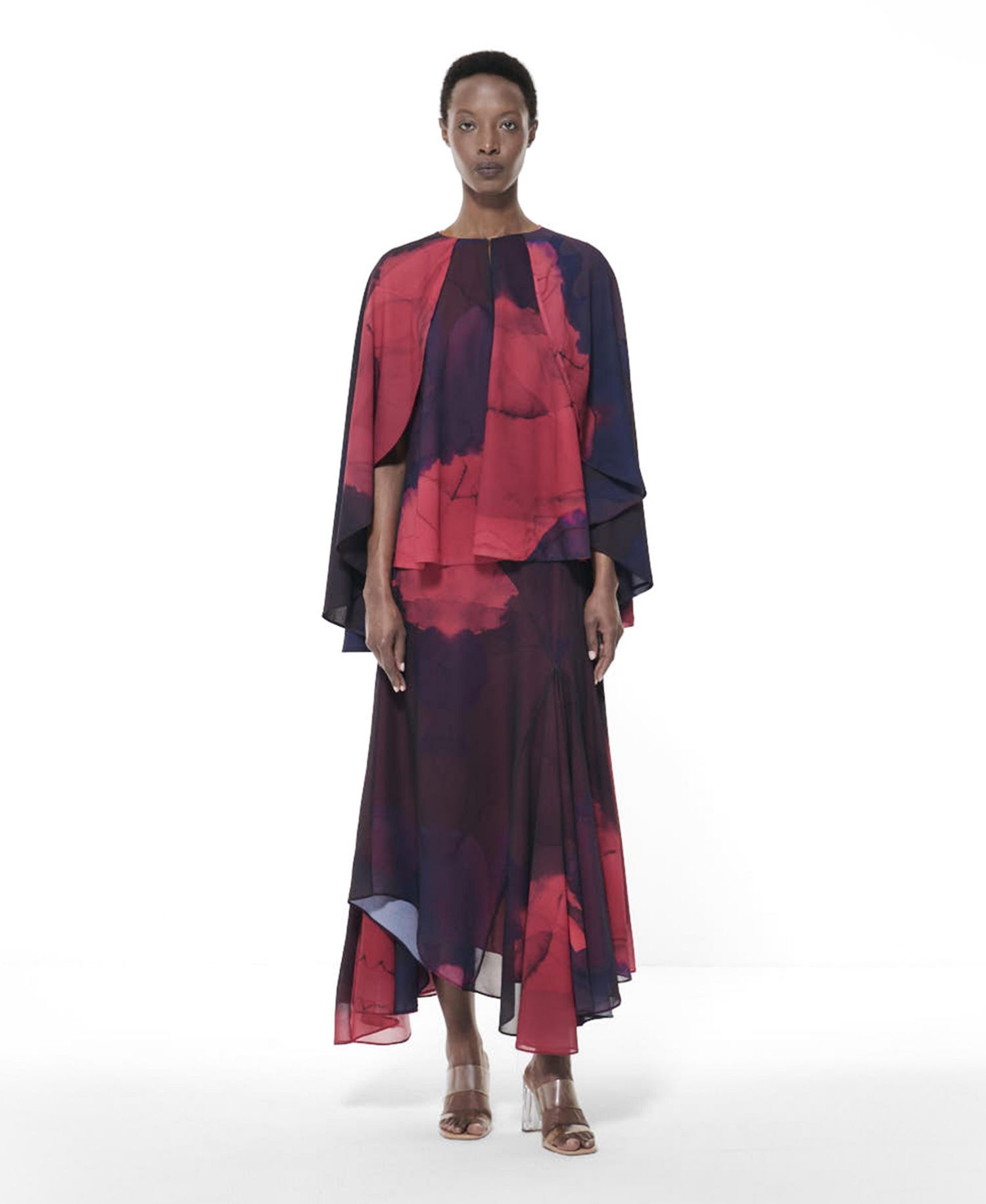 Women's Paneled Printed Asymmetric Hem Maxi Skirt