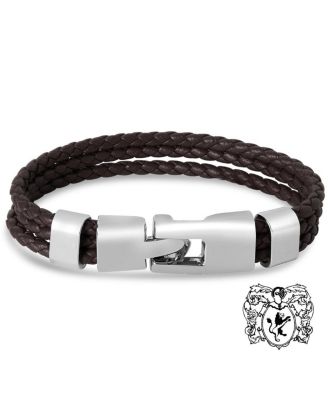 Men's Three-Strand Braided Leather Bracelet