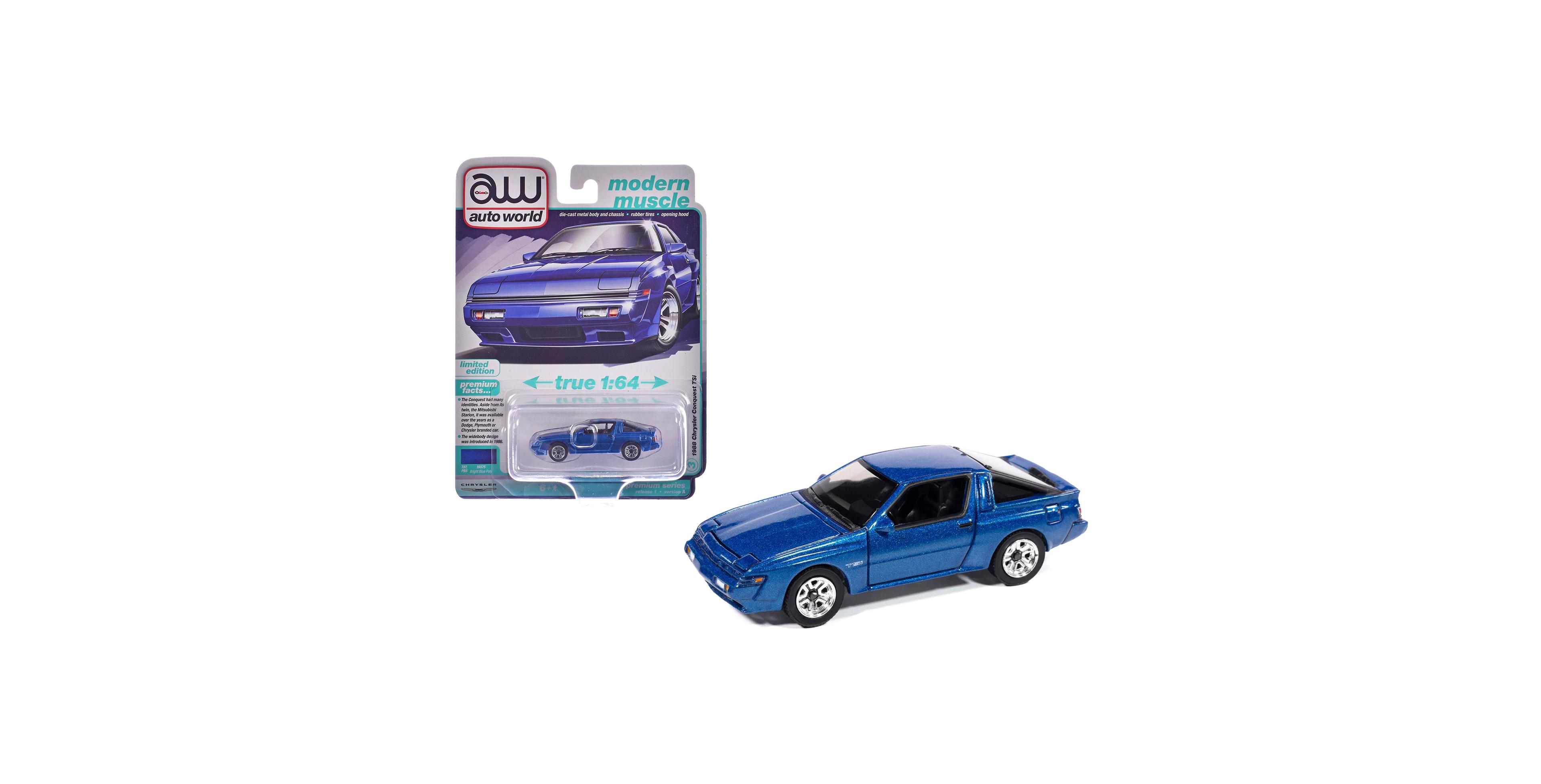 Auto World 1/64 Scale Modern Muscle Series 1988 Chrysler Conquest TSi Opening Hood Diecast Model Car