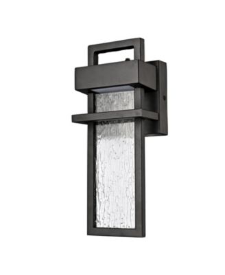 Outdoor Dusk to Dawn Wall Light with Tempered Glass Shade LED Waterproof Exterior Light Matte