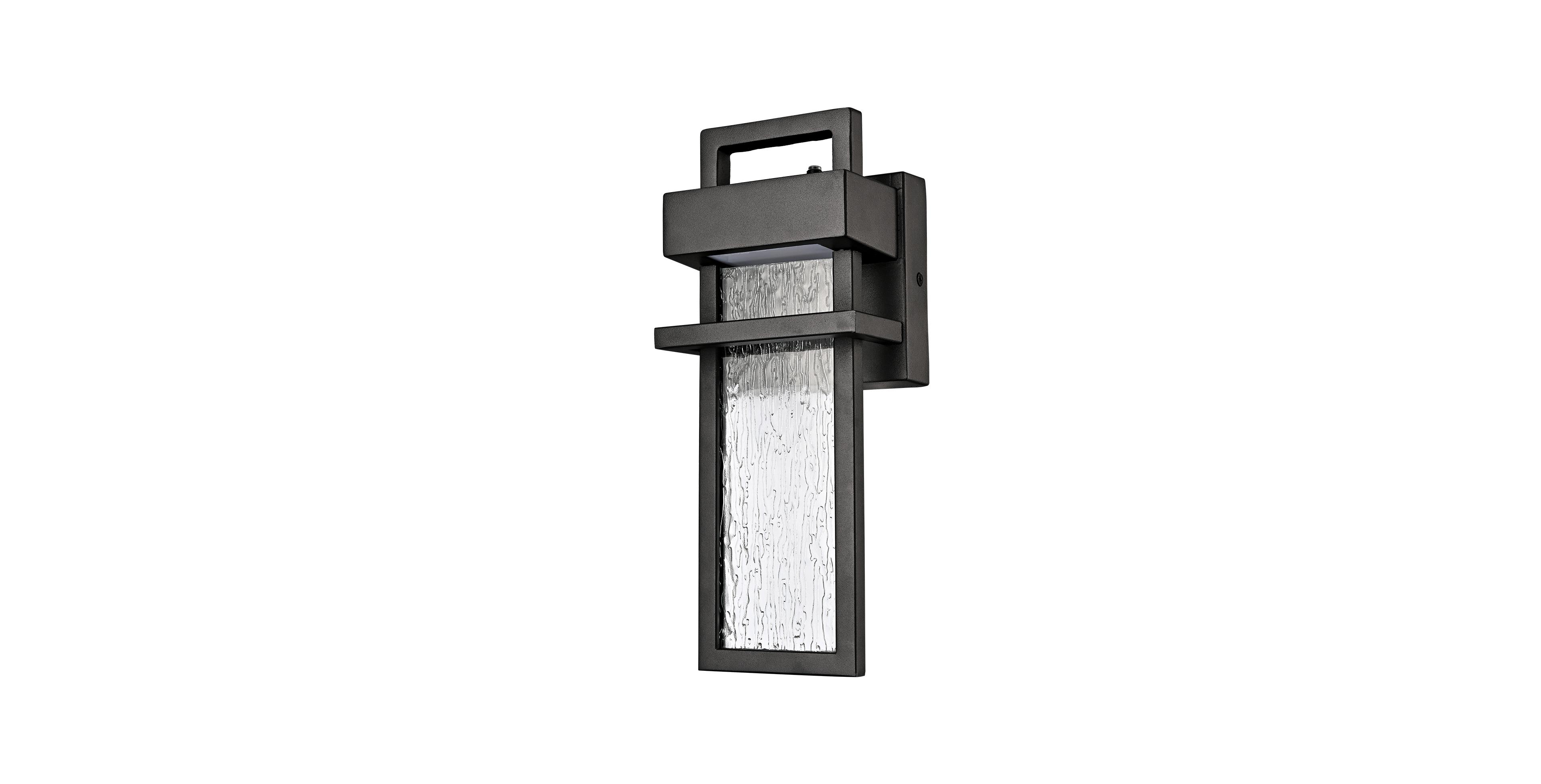 Claxy Outdoor Dusk to Dawn Wall Light with Tempered Glass Shade Led Waterproof Exterior Light Matte