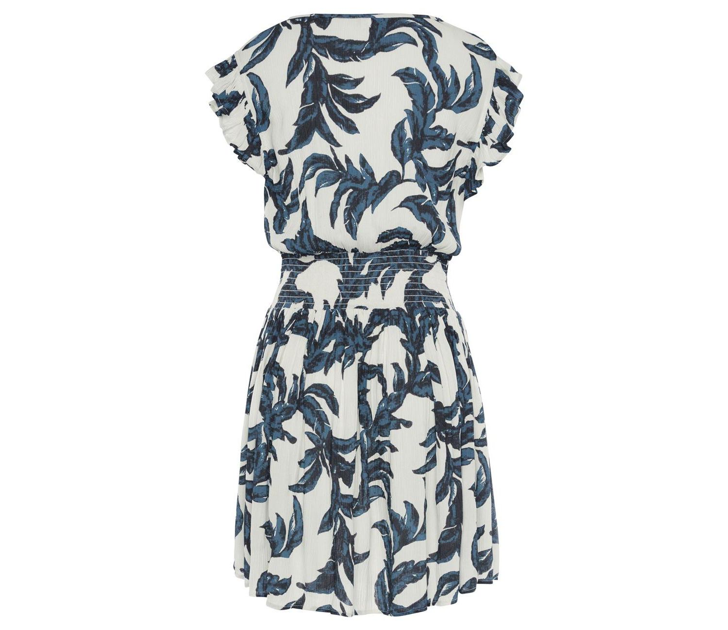 Women's Flutter-Sleeve Smocked-Waist Fit-and-Flare Dress