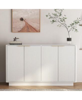 Modern Fluted Sideboard Buffet Cabinet with Storage and Adjustable Shelves
