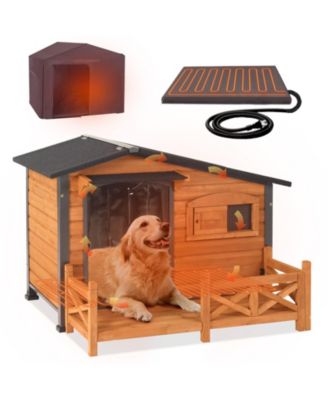 Outdoor Heated Dog House with Metal Frame Large Dog House